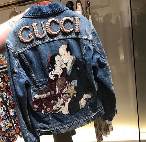 vintage gucci jean jacket|Gucci fur denim jacket.